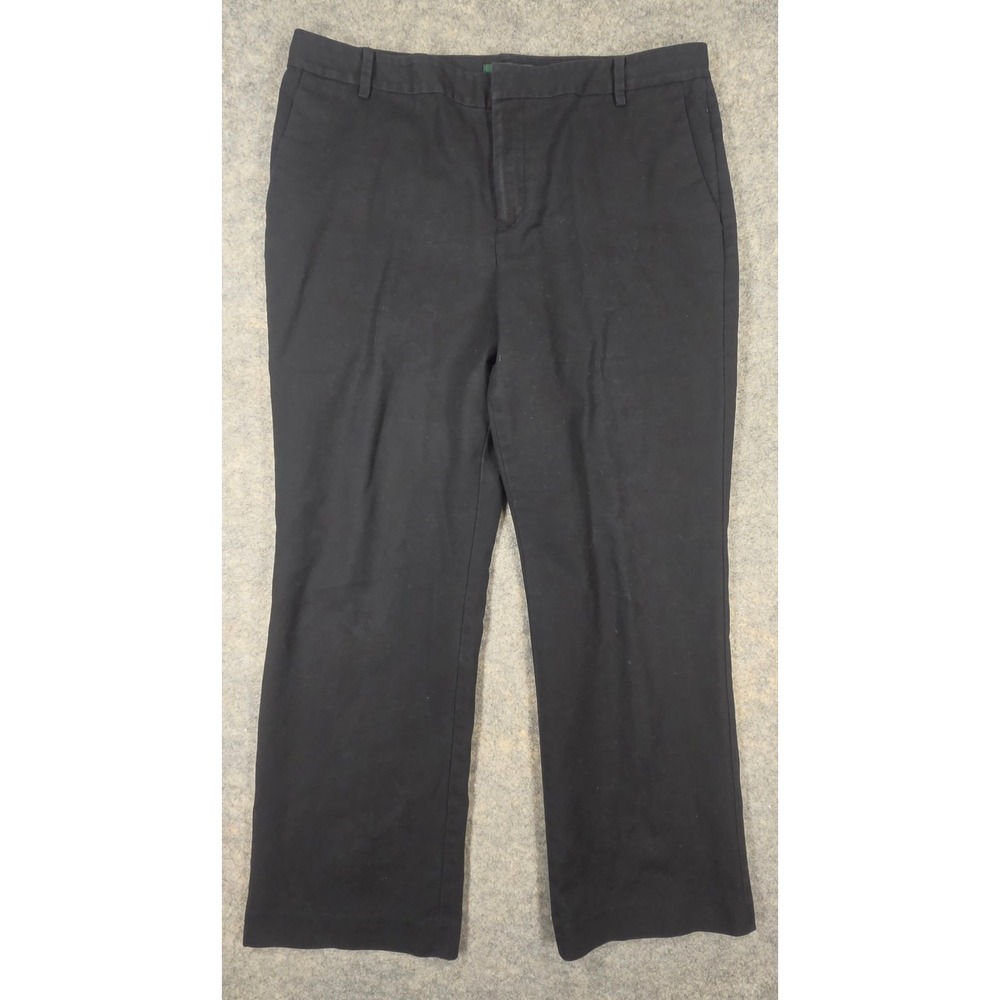 Lauren Ralph Lauren Petite Black Straight Leg Dress Pants Women 14P Cotton Blend